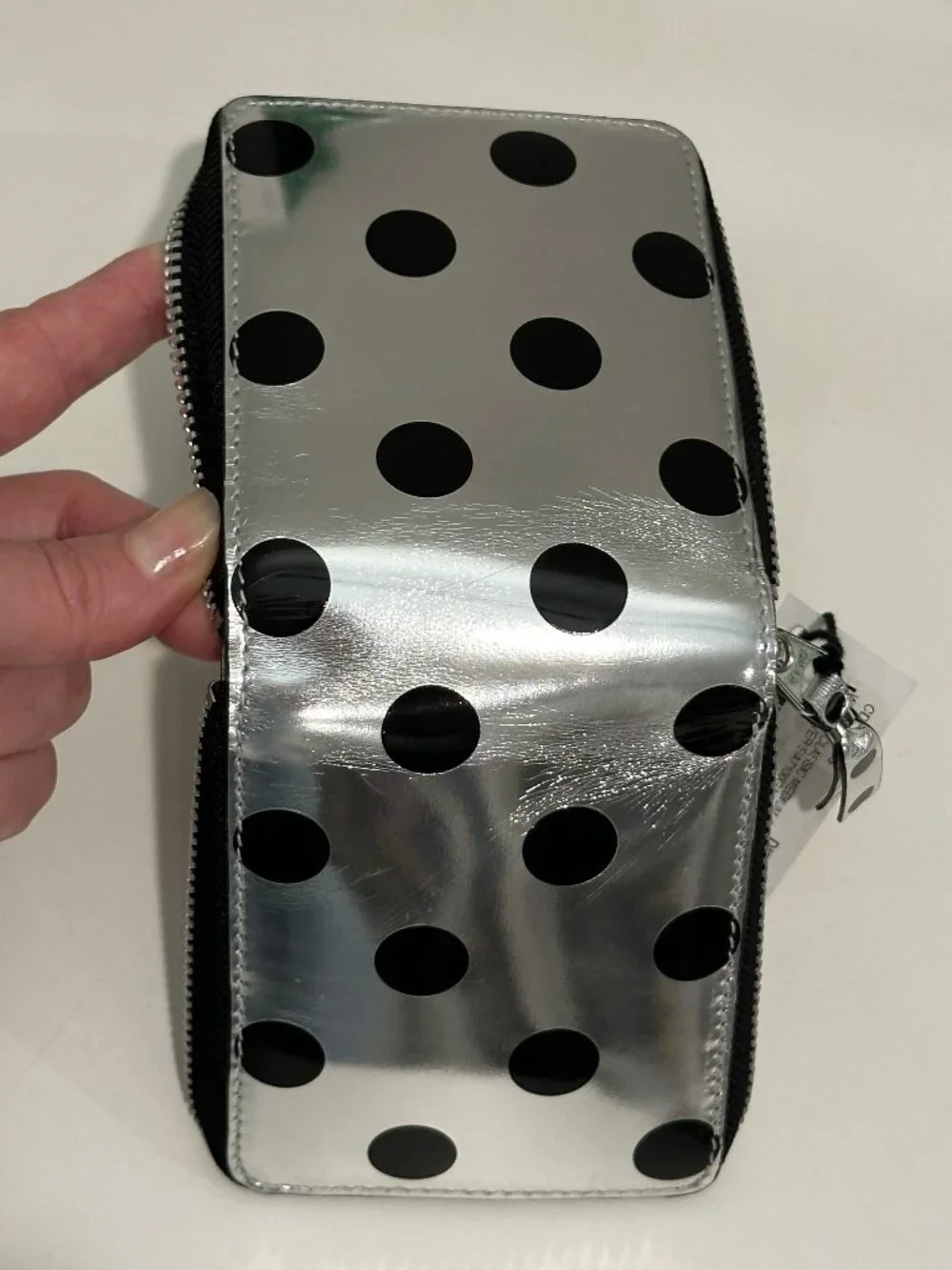 RARE Comme des Garçons Medium Classic Wallet Optical Group Dot Silver